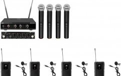 Set wireless de mână Omnitronic Set UHF-E4 Wireless Mic System + 4x BP + 4x Lavalier Microphone