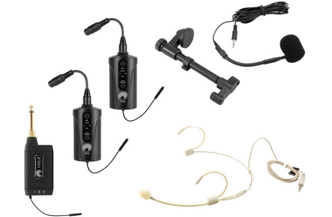 Set wireless Omnitronic Set FAS TWO + 2x BP + Headset + Acoustic guitar microphone 660-690MHz