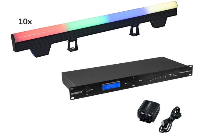 Șină de pixeli controlabilă prin DMX Eurolite Set 10x LED PT-100/32 Pixel DMX Tube + DMX Software