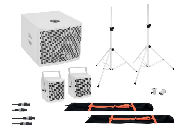 Sistem audio sonorizare Omnitronic Set MOLLY 2.1 Active System Sub + 2x Top + Accessories, white