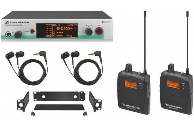 Sistem de monitorizare wireless in-ear stereo dual Sennheiser EW 300-2 IEM G3-A-X