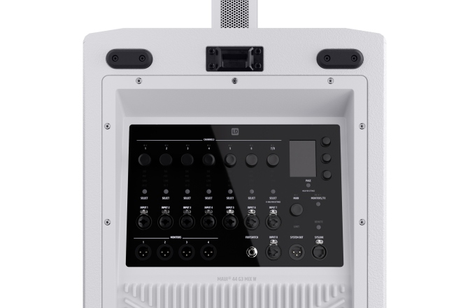 Aktív oszlop PA rendszer LD Systems MAUI 44 G3 MIX - 4-Way Cardioid Column PA System with Digital Mixer White