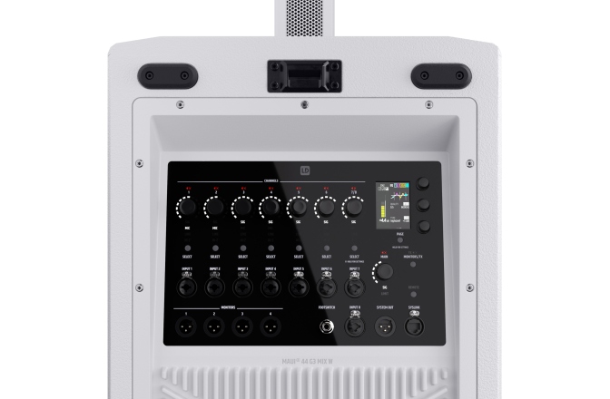 Aktív oszlop PA rendszer LD Systems MAUI 44 G3 MIX - 4-Way Cardioid Column PA System with Digital Mixer White