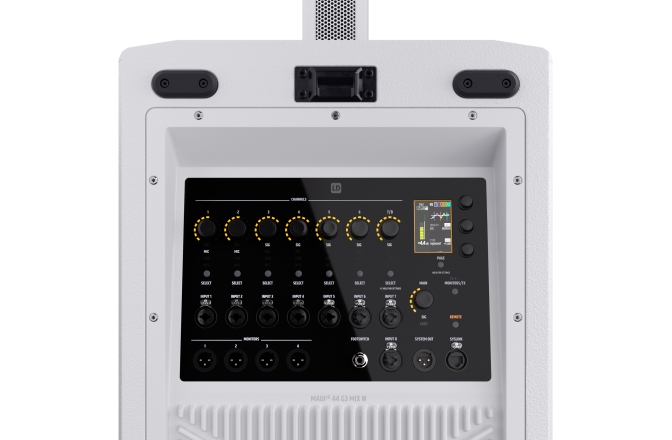 Aktív oszlop PA rendszer LD Systems MAUI 44 G3 MIX - 4-Way Cardioid Column PA System with Digital Mixer White