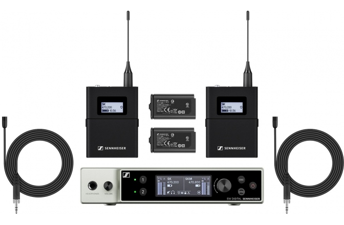 Sistem Wireless cu 2 Microfoane Lavalier Sennheiser EW-DX MKE2 Set Q1-9