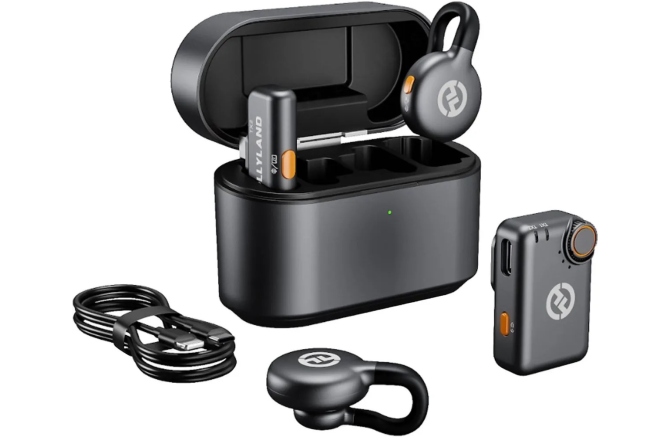 Sistem wireless digital Hollyland LARK M2S Wireless Lavalier Microphone Combo Space Grey