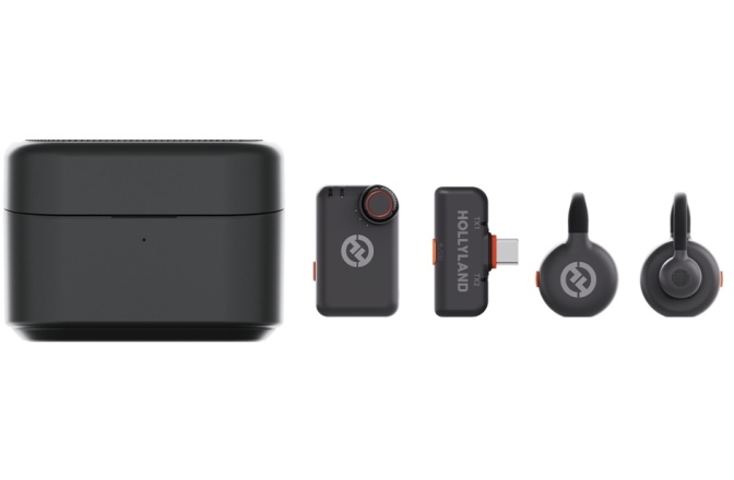 Sistem wireless digital Hollyland LARK M2S Wireless Lavalier Microphone Combo Space Grey