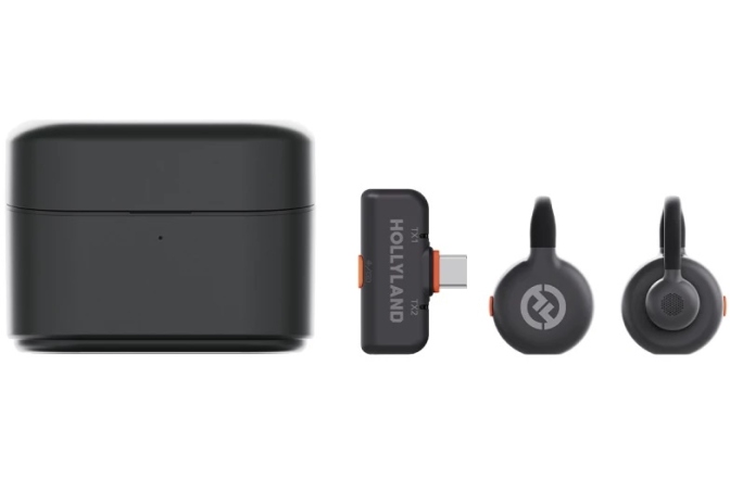 Sistem wireless digital Hollyland LARK M2S Wireless Lavalier Microphone Mini Combo (with Camera RX + USB-C RX, Space Gray)
