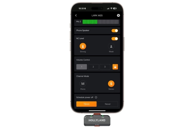 Sistem wireless digital Hollyland LARK M2S Wireless Lavalier Microphone Mini Combo (with Camera RX + USB-C RX, Space Gray)