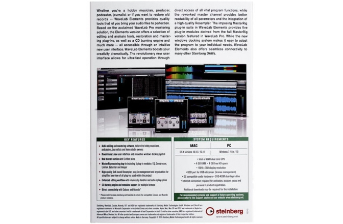 Software de editare si masterizare audio Steinberg Wavelab Elements 9.5