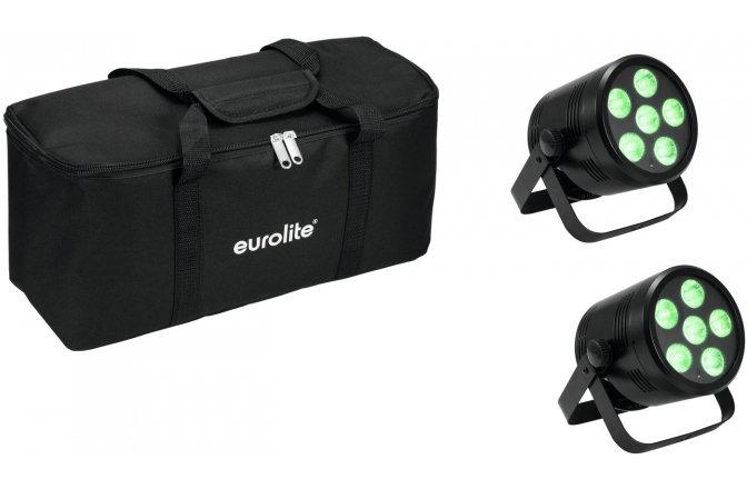 Spot LED cu baterie Eurolite Set 2x AKKU PAR 6 QCL + Soft-Bag