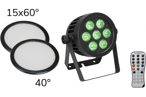 Set LED IP PAR 7x8W QCL Spot + 2x Diffuser cover (15x60° and 40°)