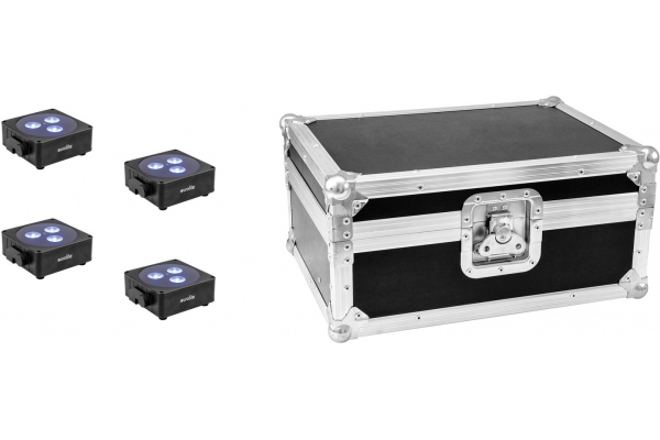 Set 4x AKKU Flat Light 3 bk + Case