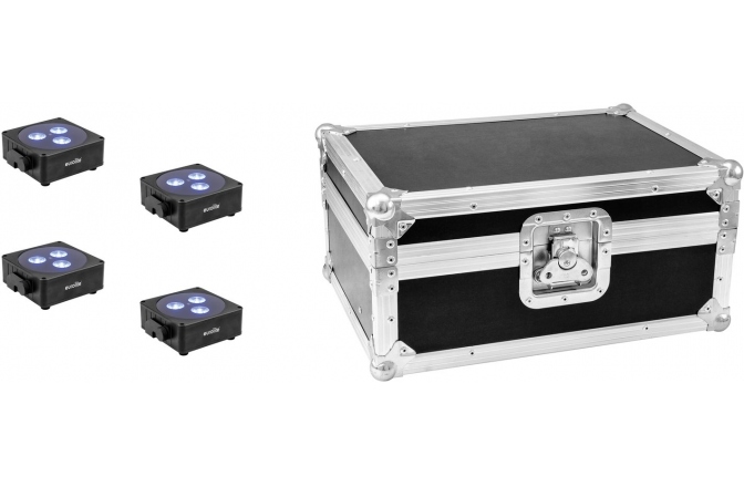 Spoturi LED Eurolite Set 4x AKKU Flat Light 3 bk + Case