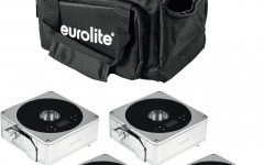 Spoturi LED  Eurolite Set 4x AKKU IP Flat Light 1 chrome + Soft Bag