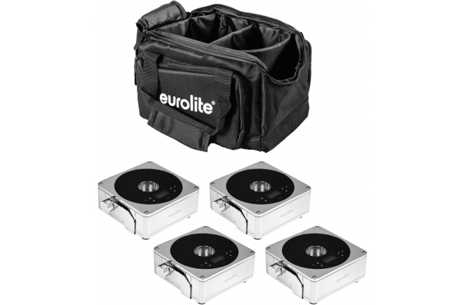 Spoturi LED  Eurolite Set 4x AKKU IP Flat Light 1 chrome + Soft Bag