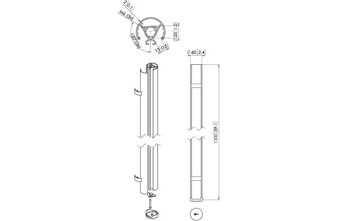 Stalp de legatura Connect-it  Vogels PUC 2415 Pole, 150cm, max.40kg, argintiu