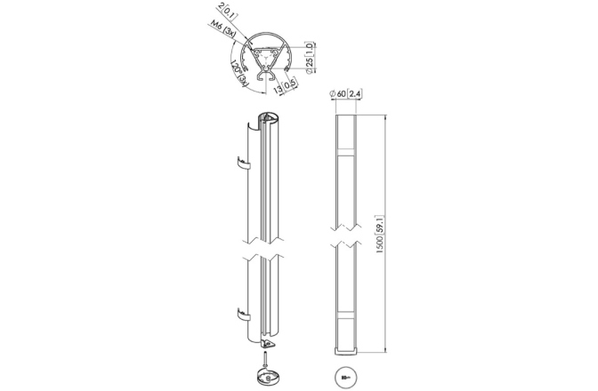 Stalp de legatura Connect-it  Vogels PUC 2415 Pole, 150cm, max.40kg, argintiu
