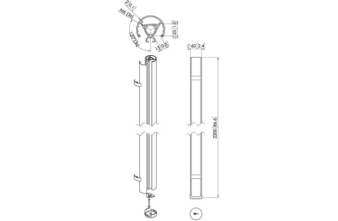 Stalp de legatura Connect-it  Vogels PUC 2422 Pole, 220cm, max.40kg, negru