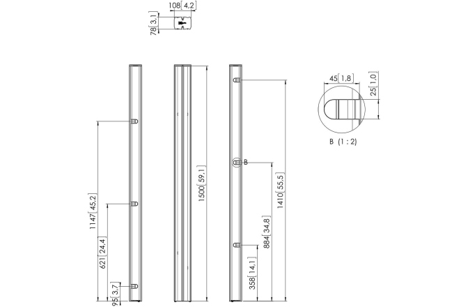 Stalp de legatura Connect-it  Vogels PUC 2715 Pole, 150cm, max.160 kg, negru