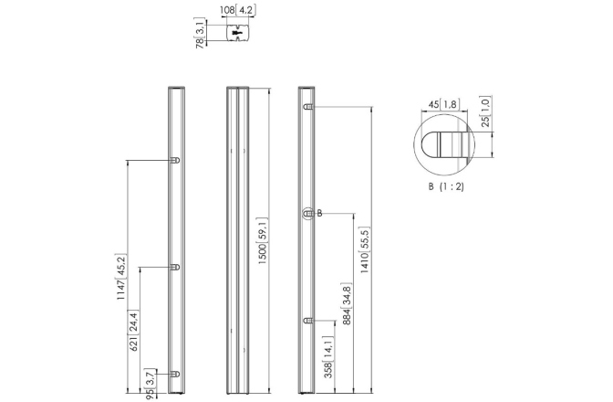 Stalp de legatura Connect-it  Vogels PUC 2715 Pole, 150cm, max.160 kg, negru