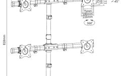 Stand de masa Multibrackets Stand de masa pentru 4 monitoare MB-3347, 15"- 27"