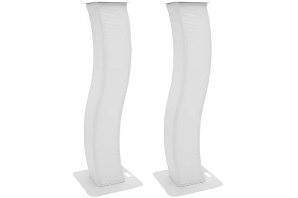 2x Stage Stand 150cm curved incl. Cover and Bag, white