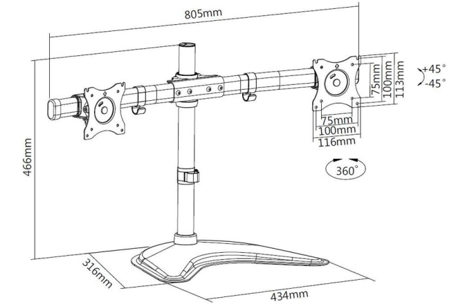 Stand pentru monitoare de studio Multibrackets Stand pentru 2 monitoare MB-3330 15"-27" 