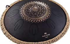 Steel Tongue Drum Meinl Octave Steel Tongue Drum, Black, Engraved floral design, D Kurd, 9 Notes, 16" / 40 cm &#10;