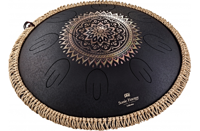 Steel Tongue Drum Meinl Octave Steel Tongue Drum, Black, Engraved floral design, D Kurd, 9 Notes, 16" / 40 cm &#10;