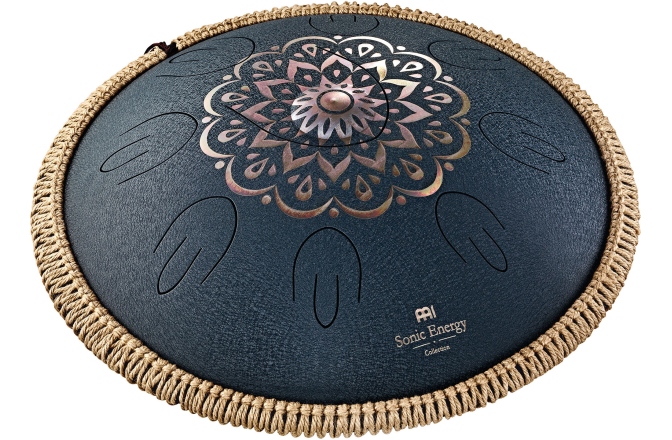 Steel Tongue Drum Meinl Sonic Energy Octave Steel Tongue Drum, Navy Blue, Engraved floral design, D Amara, 9 Notes, 16" / 40 cm