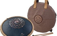 Steel Tongue Drum Meinl Sonic Energy Octave Steel Tongue Drum, Navy Blue, Engraved floral design, D Amara, 9 Notes, 16" / 40 cm