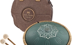 Steel Tongue Fa Major Meinl Sonic Energy 16'' Octave Steel Tongue Drum, F Major, 9 Notes, 432 Hz, Dark Green, Engraved floral design