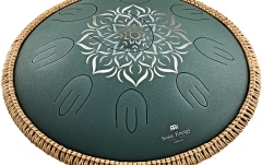 Steel Tongue Fa Major Meinl Sonic Energy 16'' Octave Steel Tongue Drum, F Major, 9 Notes, 432 Hz, Dark Green, Engraved floral design