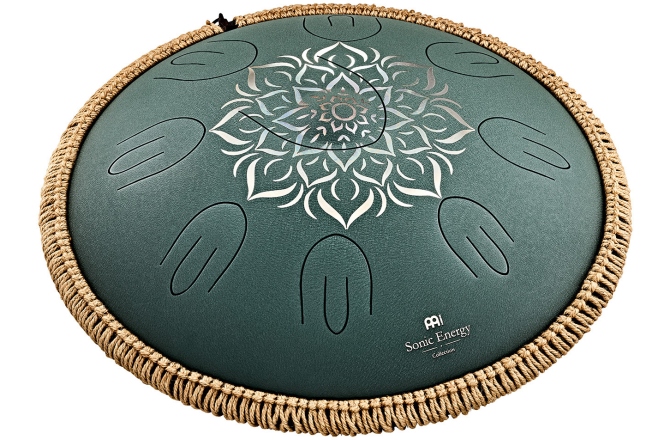 Steel Tongue Fa Major Meinl Sonic Energy 16'' Octave Steel Tongue Drum, F Major, 9 Notes, 432 Hz, Dark Green, Engraved floral design