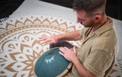 Steel Tongue Fa Major Meinl Sonic Energy 16'' Octave Steel Tongue Drum, F Major, 9 Notes, 432 Hz, Dark Green, Engraved floral design