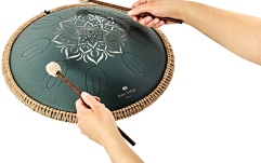Steel Tongue Fa Major Meinl Sonic Energy 16'' Octave Steel Tongue Drum, F Major, 9 Notes, 432 Hz, Dark Green, Engraved floral design