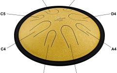 Steel Tongue RE minor Meinl Sonic Energy 10'' Compact Steel Tongue Drum, D Minor, 8 Notes, 432 Hz, Gold