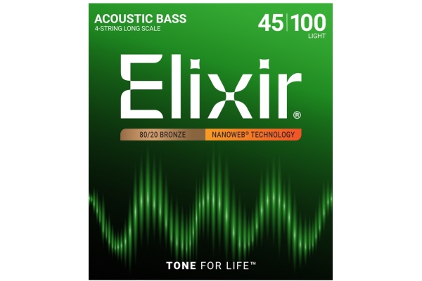 Elixir Nanoweb Acoustic Bass 80/20 Bronze 45-100 Light