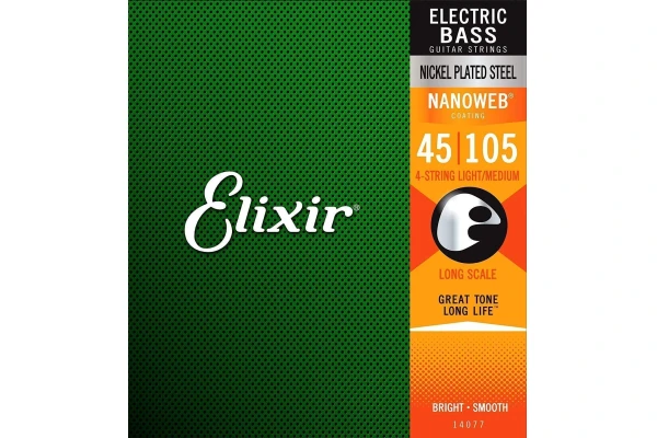 Elixir Nanoweb Electric Bass Nickel Plated Steel 45-105 Light Medium — 3
