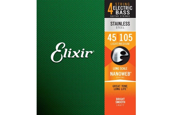 Elixir Nanoweb Electric Bass Stainless Steel 45-100 Light — 2