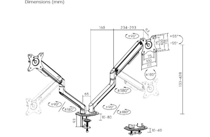 Suport monitor BlackMount  Spring Double Arm LDT63-C024 17"-32"