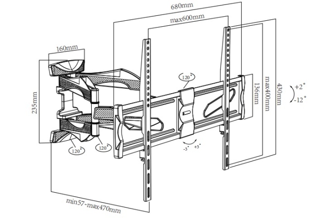 Suport TV de perete BlackMount ProAV WPLB-2402 Dual Arm