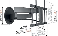 Suport TV de perete motorizat  Vogels 7675 PRO, 40"-77", max.35 kg, negru