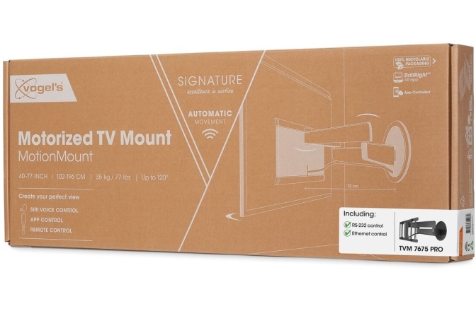 Suport TV de perete motorizat  Vogels 7675 PRO, 40"-77", max.35 kg, negru