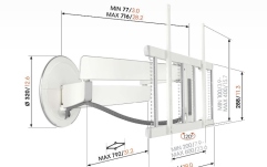 Suport TV de perete motorizat  Vogels 7675 PRO, 40"-77", max.35 kg, negru