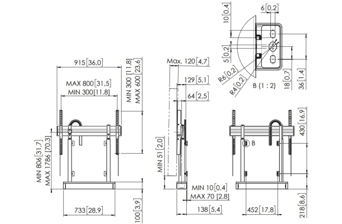 Suport TV motorizat Vogels RISE 2005, 65"-86", max 140 kg, 50mm/s, Negru, eligibil cu PNRAS/PNRR