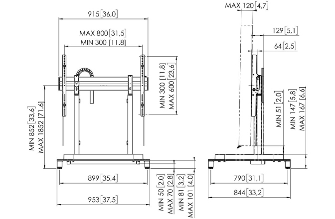 Suport TV motorizat Vogels RISE 5105, 65"-86", max 120 kg, 50mm/s, Negru