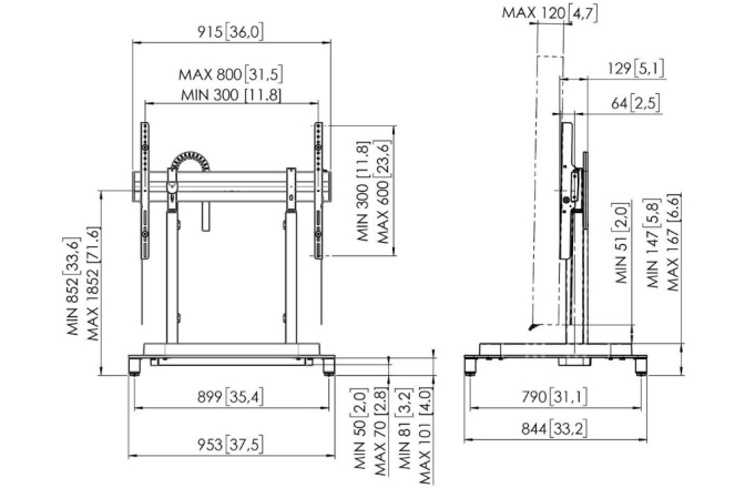 Suport TV motorizat Vogels RISE 5105, 65"-86", max 120 kg, 50mm/s, Negru