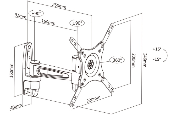 Suport TV perete Multibrackets MB-6085  diagonala15''-32'' ( 38 cm-81 cm)